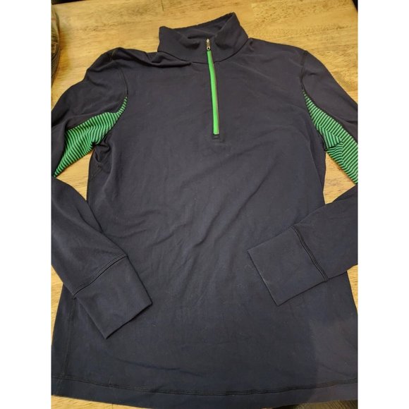 Lululemon 1/4 Zip Moc Neck Pullover Dark Blue Green Men's Size Medium Athletic